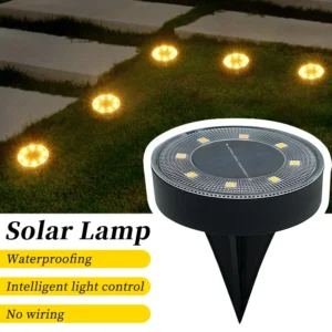 LED Solar Power Ground Light, IP68 impermeável, controle de iluminação, caminho, luzes do convés, quintal, garagem, gramado, decoração do jardim, ao ar livre