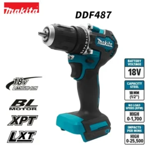 Makita ddf487 18v chave de fenda sem escova furadeira elétrica broca de impacto de decoração equipe ferramentas elétricas para makita 18v bateria