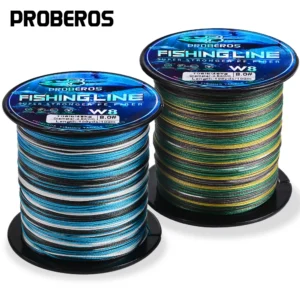 Linha de pesca de 8 fios Proberos Multifilamento PE Linha trançada anti-abrasão Azul Camo 20-106LB 109yds