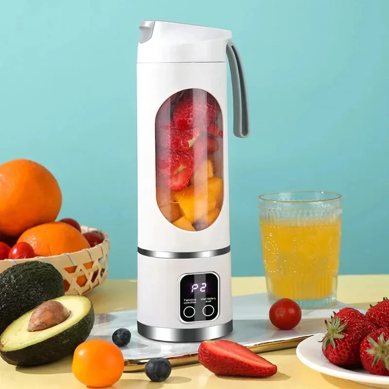 2025 novo carregamento doméstico mini espremedor elétrico de gelo esmagado poderoso motor 450ml grande capacidade display digital copo suco - Imagem 4