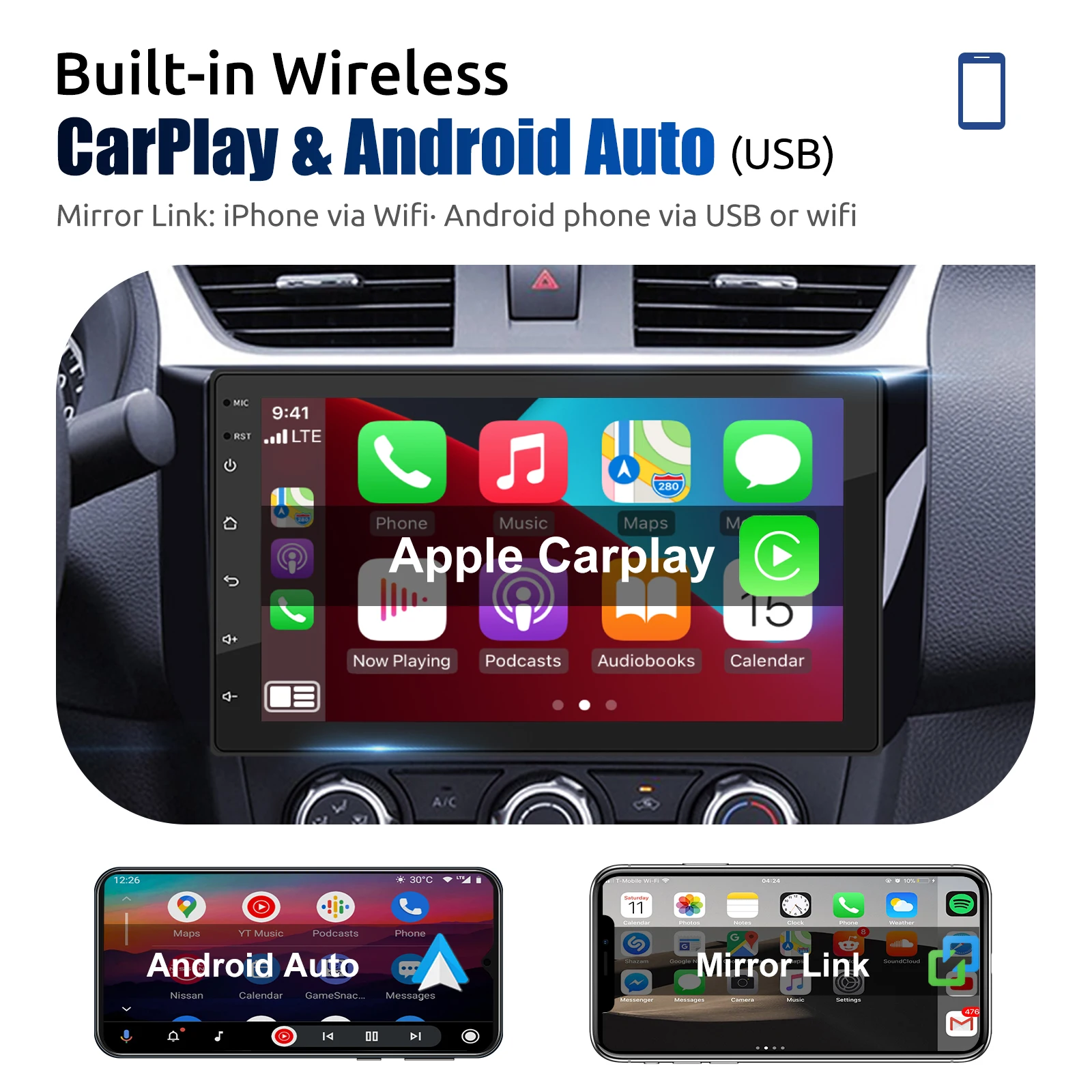 Essgoo 7 9 10 "rádio do carro android auto carplay estéreo do carro reprodutor multimídia universal wifi gps autoradio sistemas inteligentes do carro - Imagem 3