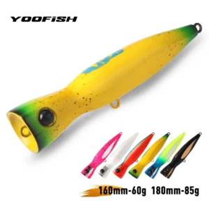 Yoofish gt isca de pesca topwater popper 60g 85g 160mm 185mm água salgada atum bluefish artificial mar barco pesca isca dura