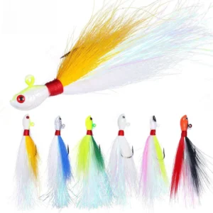 7g 10g 14g 21g 28g 42g 56g 85g bucktail chumbo gabarito ganchos penas de cabelo de veado barba chumbo cabeça de peixe jigging baixo carpa pesca no gelo
