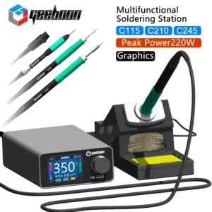 Estação de solda GEEBOON 220W TC22 compatível com 115/210/245/T12 ponta de solda display curvo colorido estação de retrabalho de solda