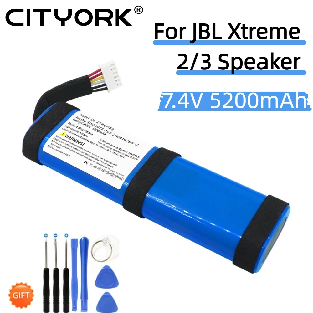 Para jbl xtreme 2 xtreme 3 xtreme2 xtreme3 bateria de substituição 7.4v 5200mah baterias alto-falante bluetooth acumulador 6 fio plug