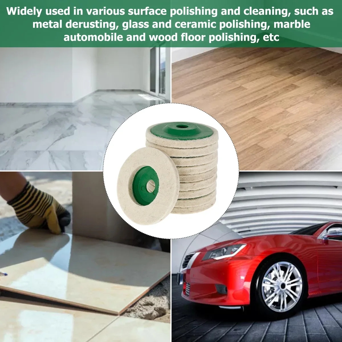 10 pçs disco de roda de polimento 4in lã feltro almofadas polimento ângulo moedor acessórios para metal derusting vidro cerâmica polimento carro - Imagem 3