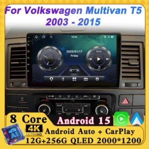 Android 15 para volkswagen multivan t5 2003 - 2015 reprodutor de rádio multimídia de carro tela sensível ao toque sistemas inteligentes navegação gps bt