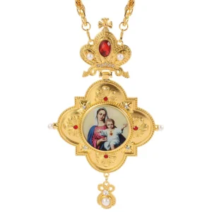 Igreja ortodoxa jóias cruz colar jesus virgem maria longa corrente de alta qualidade colar religioso presente cristão para sacerdote