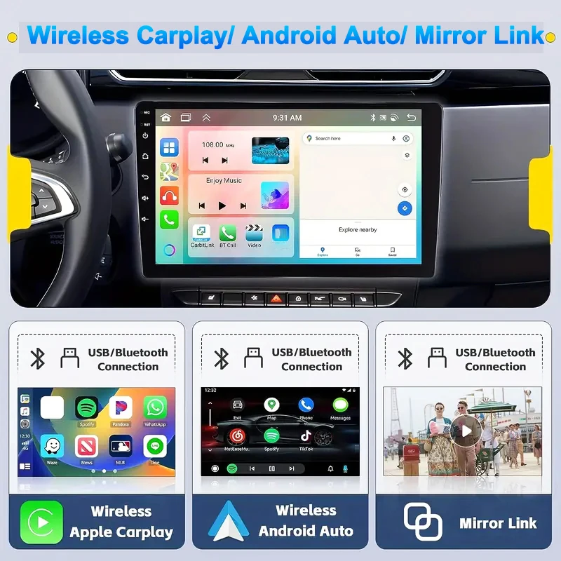 7/9/10 polegada universal android 13 rádio do carro 64g autoradio android 2 din rádio do carro gps bt central multimídia sistemas de carro inteligente - Imagem 4