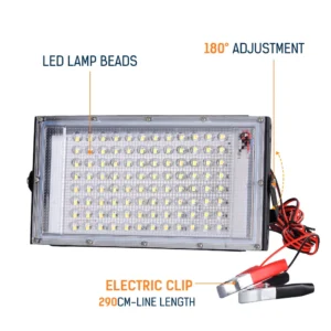 Dc12v conduziu a luz de inundação 50w 100 ao ar livre holofote ip66 à prova dip66 água refletor de luz de emergência portátil 12 volts luz led