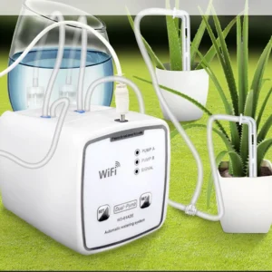 Dispositivo de rega inteligente wi-fi, bomba dupla cronometrada, sistema de irrigação por gotejamento automático, controle remoto por aplicativo para jardim e terraço