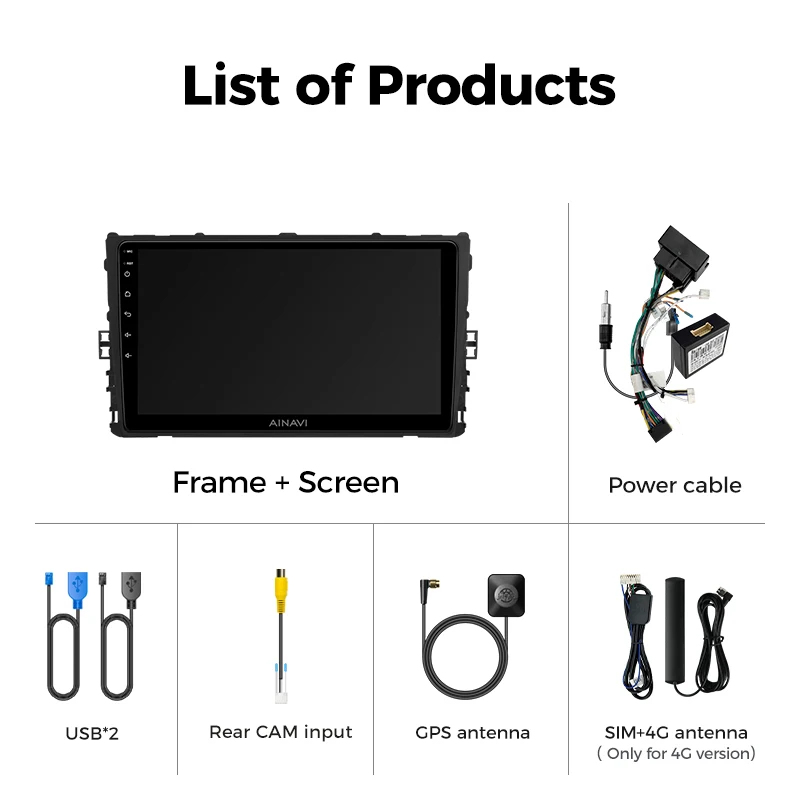 Ainavi-Carplay sem fio Android, rádio do carro, leitor multimídia automático, estéreo, VW Volkswagen MQB, POLO VI, além disso, Jetta, MK7, T6, Bora - Imagem 2