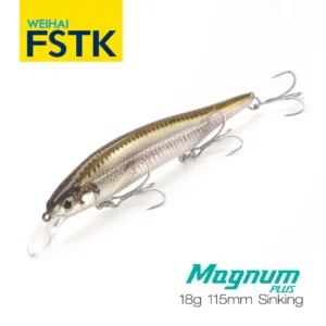 FSTK Afundando Minnow Kanata Iscas de Pesca 115mm 18g Minnow Manivela X80 Sistema de Peso de Tungstênio Isca Artificial de Água Salgada Max 2.2m
