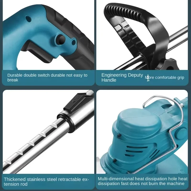 Cortador de grama sem fio portátil aparador de grama elétrico ferramentas de jardim ajustáveis para Makita 18V Bateria - Imagem 2