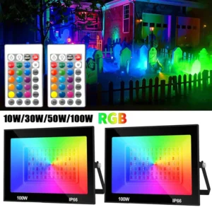 Ao ar livre led rgb refletor projetor 220v ip66 à prova dip66 água 10w 30 50 100 rgb led holofote rgb luzes ao ar livre lâmpadas