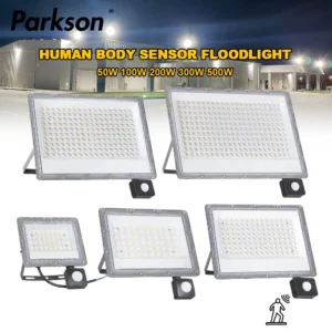 Holofote led com sensor de movimento pir, refletor à prova d'água para áreas externas, luz de parede para jardim de rua, 50w 100w 200w 300w 500w