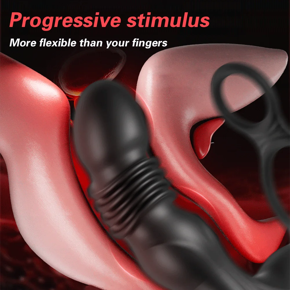 Empurrando massageador de próstata vibrador anal para homens controle app telescópico butt plug estimulador de próstata para brinquedo sexual gay para homem - Imagem 3