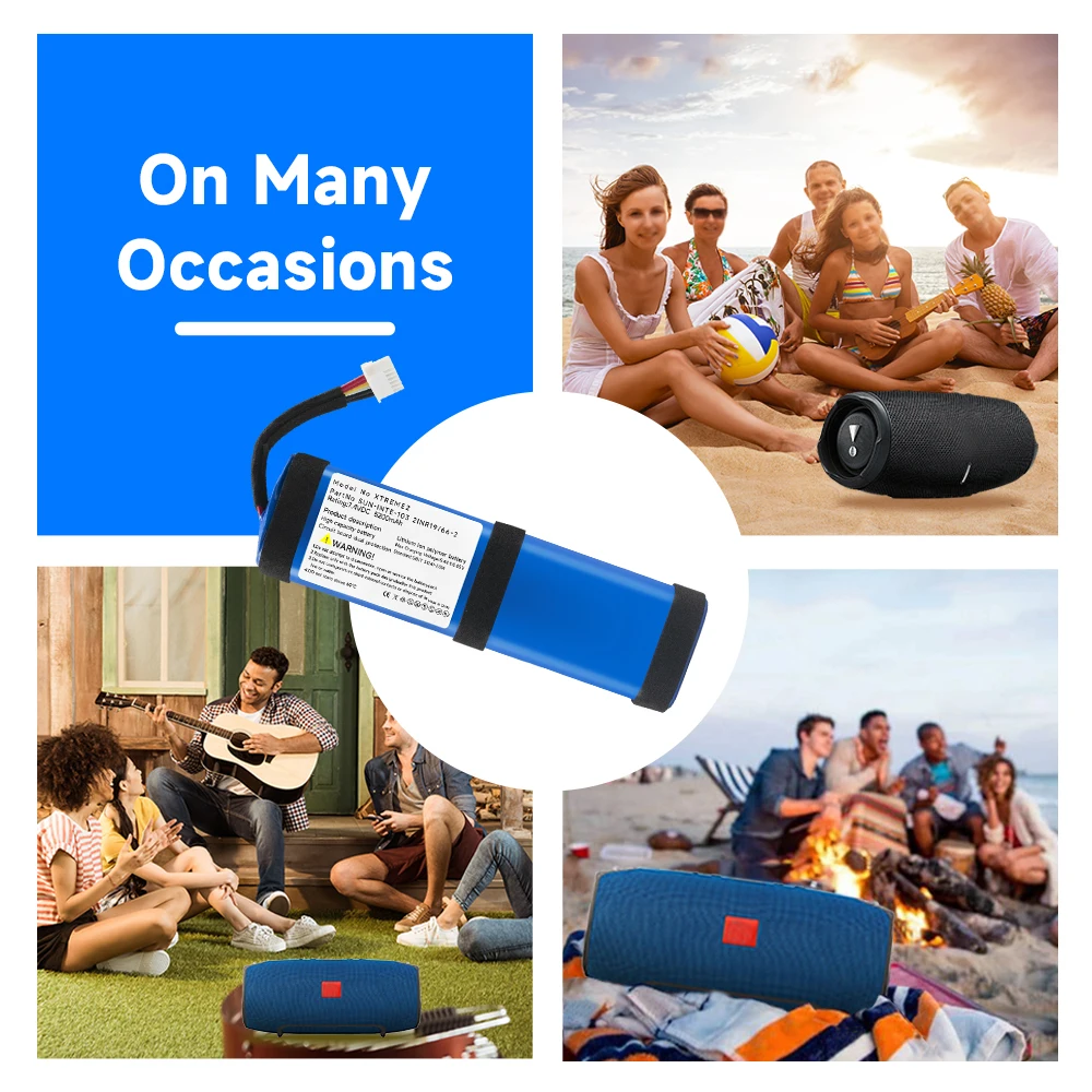 Para jbl xtreme 2 xtreme 3 xtreme2 xtreme3 bateria de substituição 7.4v 5200mah baterias alto-falante bluetooth acumulador 6 fio plug - Imagem 5