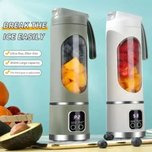 2025 novo carregamento doméstico mini espremedor elétrico de gelo esmagado poderoso motor 450ml grande capacidade display digital copo suco