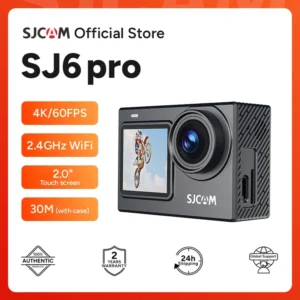 SJCAM SJ6 Pro 4K 60FPS Câmera de ação com tela dupla à prova d'água Touch Screen Sport Cam WiFi Visão noturna Estabilização giroscópica de 6 eixos