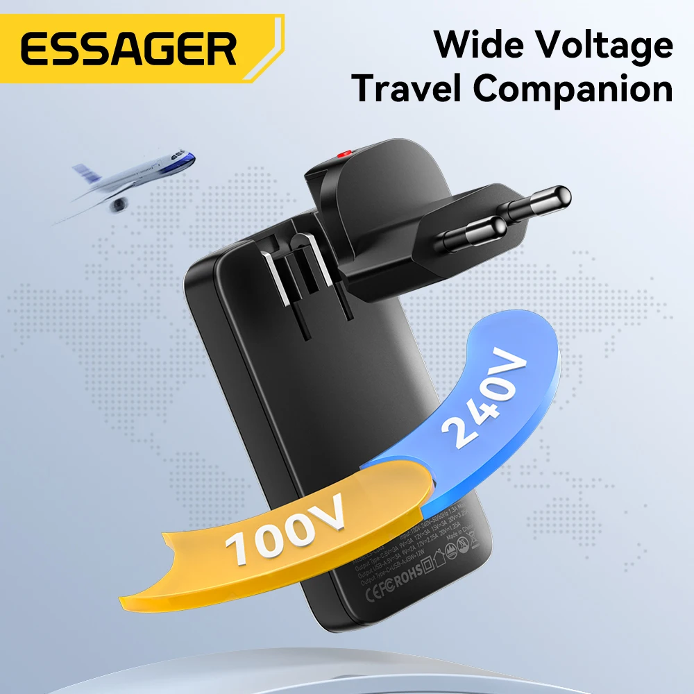 Essager ultra fino 65w gan carregador de viagem carga rápida 4.0 pd3.0 pps portátil tipo c carregador para iphone samsung macbook portátil - Imagem 5