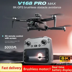 2025 V168 Pro MAX GPS Drone 8K Câmera HD Profissional 5G WIFI FPV 360 ° Quadricóptero RC de tela grande sem escova para evitar obstáculos